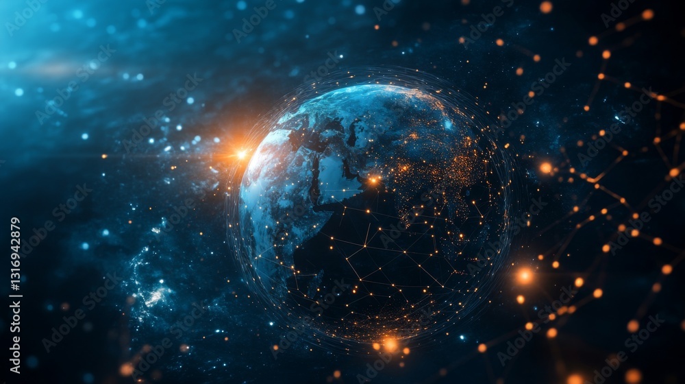 Poster create prompts for stock photos related to globe internet connecting,d illustration with - character