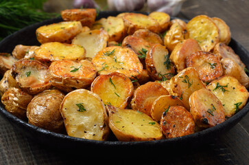Roasted potato on plate