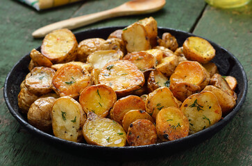 Roasted potato on plate