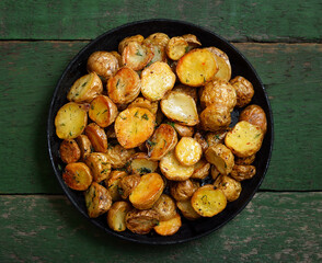 Roasted potato on plate, vegetarian food