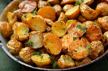Roasted potato on plate