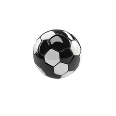 Fototapeta premium Glossy Black and White Soccer Ball on Transparent Background