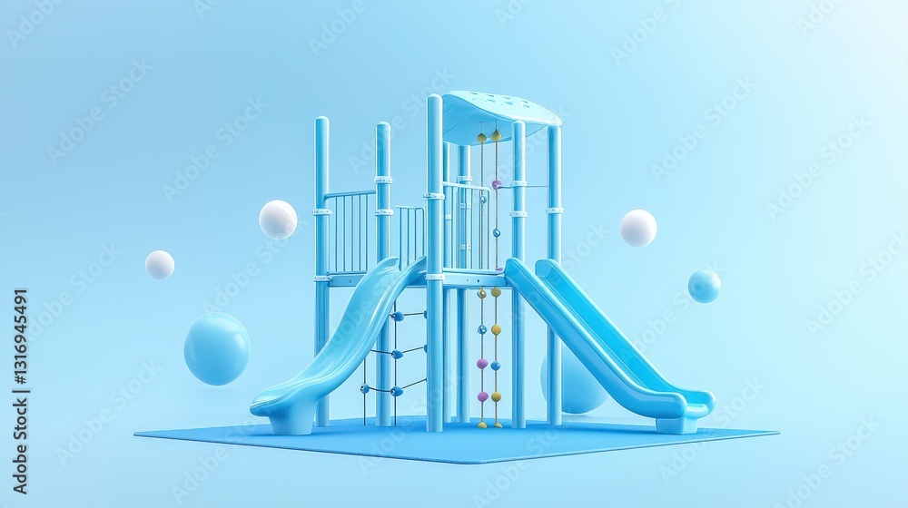 Poster simple 3d playground icon with a climbing structure, neat and minimal, designed for professional sto