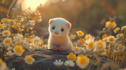 Adorable Baby Ferret in Natural Habitat - National Geographic Quality Image