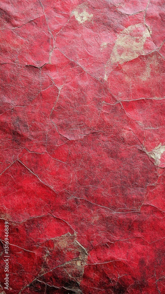 Poster crimson paper with golden accents and subtle cracks creating a textured surface for artistic backgro