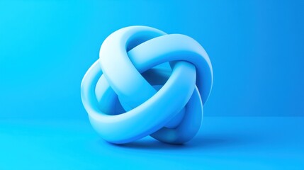 Abstract blue 3D knot on blue background.