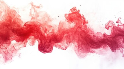 Naklejka premium Ethereal crimson smoke cloud against a pristine white canvas creating a mesmerizing abstract design delicate and captivating with a soft dreamy aesthetic