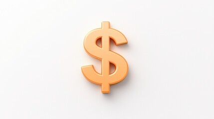 Obraz premium A stylized orange dollar sign against a minimalist white background, symbolizing finance and currency.