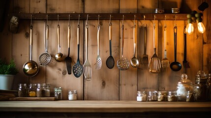 spatulas kitchen utensils hanging