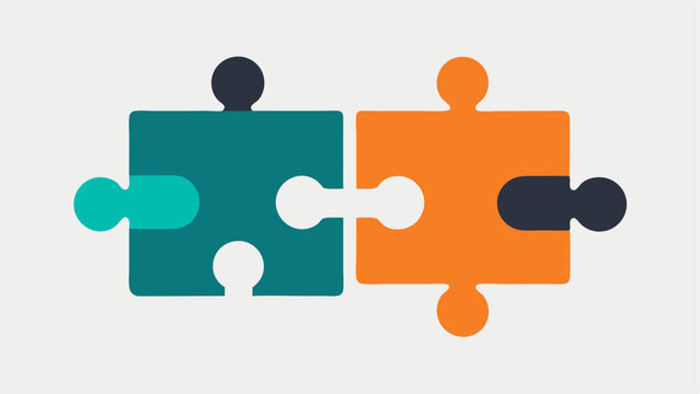 Puzzle Pieces Two puzzle pieces that fit together but are pulled apart symbolizing the idea that individuals are complete on their own.