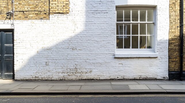 Professional White Brick Wall on a Street Corner in London, England - Urban Cityscape Architecture Image