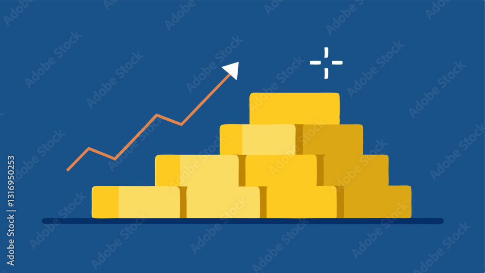 Poster gold bars a stack of shining gold bars with a dollar sign hovering above them. the background shows 