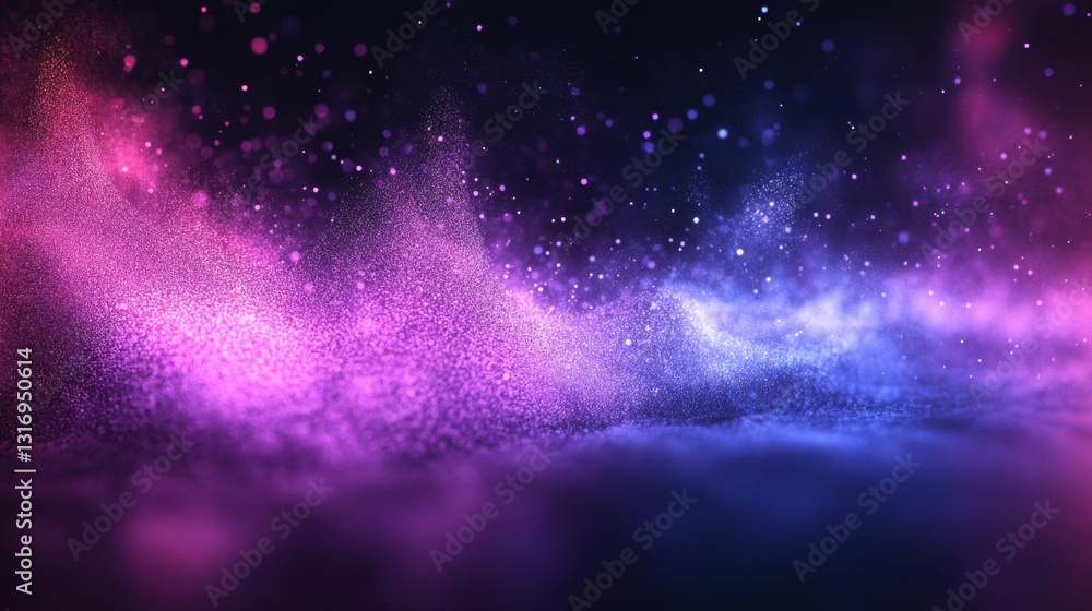 Poster abstract cosmic landscape with vibrant nebula clouds and sparkling dust particles in deep space