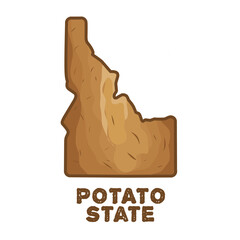 Idaho Map with Texture of Potato, with Text Potato State