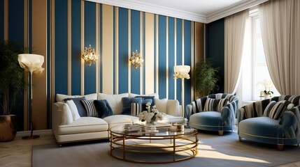 wallpaper blue and gold stripes