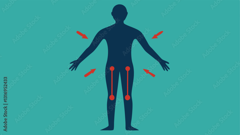 Poster silhouette of firm skin a silhouette of a person with highlighted areas on arms and legs showing bef