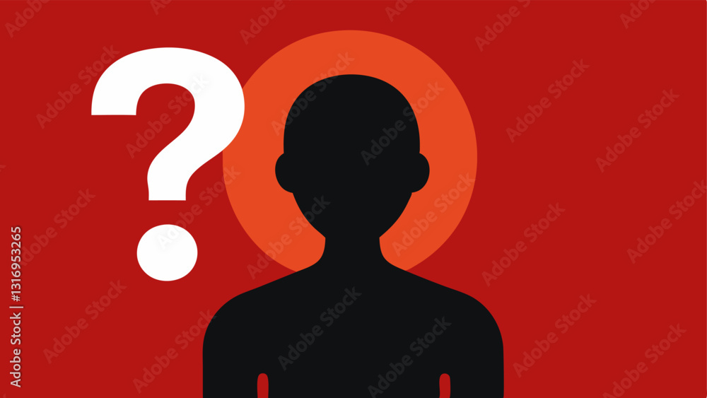Poster silhouette of a person with a question mark a silhouette of a person looking confused or lost with a