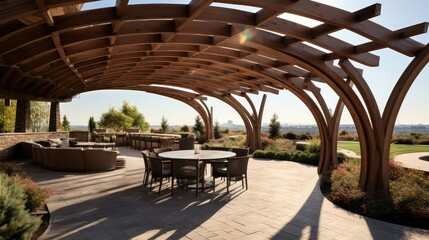 outdoor curved wood beams