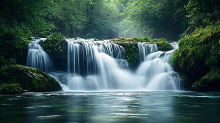 Obraz premium Professional Image of Beautiful Cascades and Waterfall in a Scenic Landscape