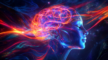 A futuristic brain embedded with glowing cybernetic elements