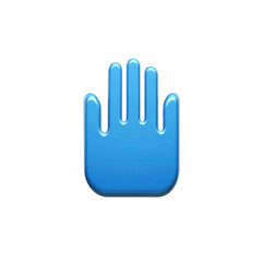 Obraz premium 3D Render of a Glossy Blue Hand Icon - Stop Gesture