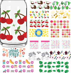 PrintLibbey can glass wrap, Coffee can, 16oz Full wrap, Teacher, fruits, leopard animal, cow, bee, honey, sea, meramide, paw, hearts, love, school, apple, strawberry, football, dogs, rainbow, race, fl
