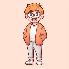 Obraz premium Cute Boy in Trendy Outfit