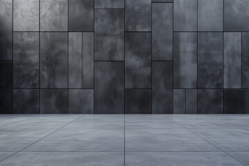 A large gray wall with a concrete floor in the background