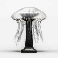 Metal Jellyfish Sculptures Isolated On White Background