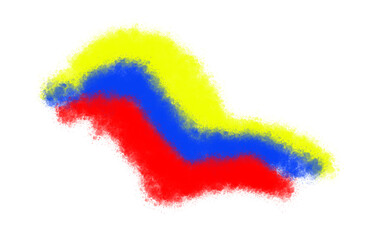 Colombian flag colors creating abstract wavy design on transparent background