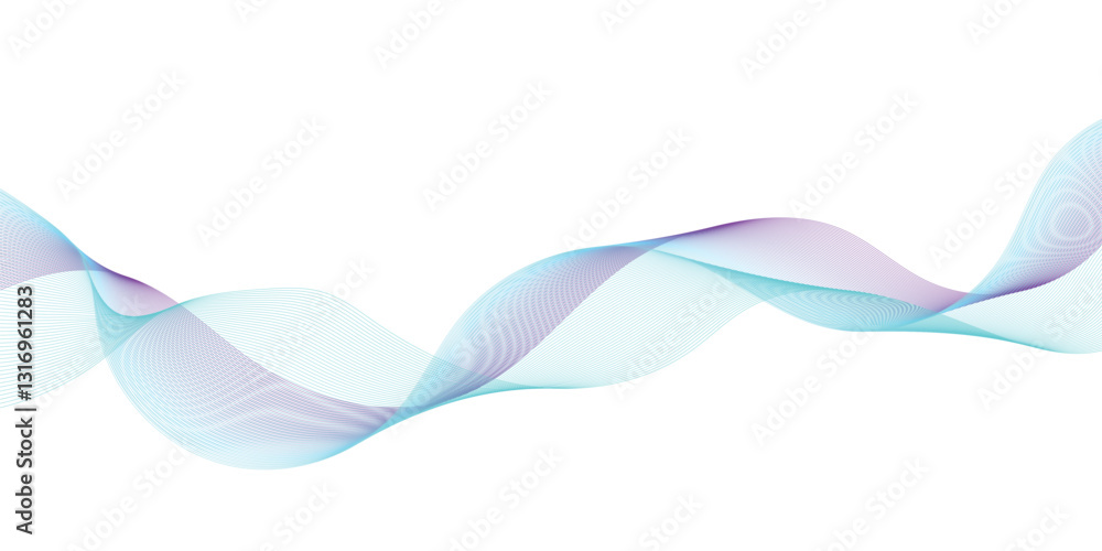 Poster abstract frequency sound wavy, twisted curve lines with blend effect. technology abstract wavy curve