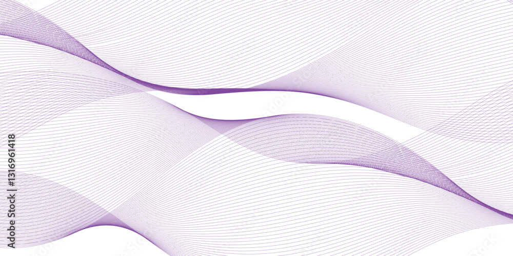 Poster Abstract frequency sound wavy, twisted curve lines with blend effect. Technology abstract wavy curve lines on transparent background.  Abstract business wave curve lines background. Vector 