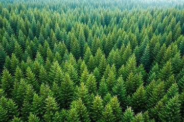 Aerial view of dense forest with evergreen trees.