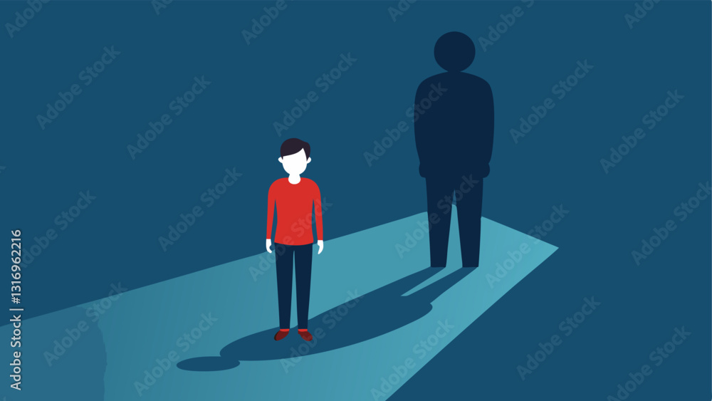 Aufkleber shadow cast a person standing confidently with a large shadow of a person representing the previous 