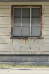 Obraz premium A faded storefront with peeling paint, showcasing a weathered sign that hints at forgotten entrepreneurial dreams.