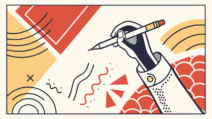Naklejka premium the abstract collage banner for an art school