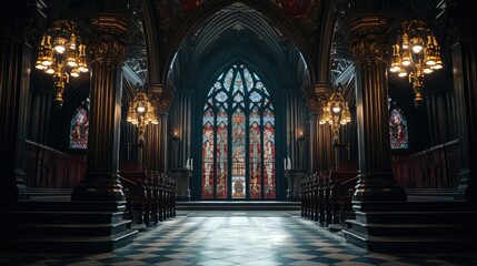 Obraz premium interior open church doors