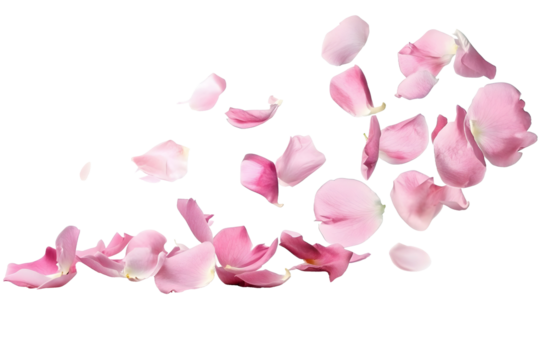 flower petals flying isolated on transparent background