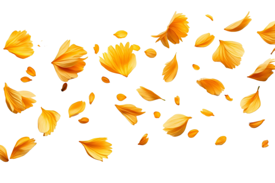 flower petals flying isolated on transparent background