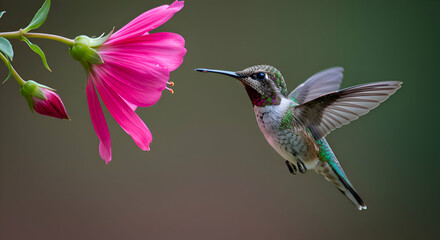 Hummingbird Sipping Nectar from a Flower