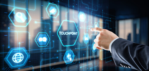 Touchpoint. Business Technology Strategy advertising and marketing concept