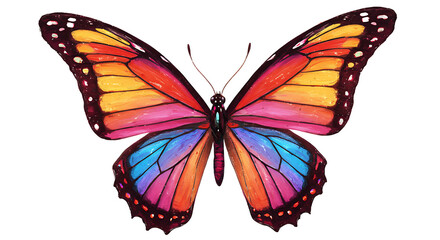 Colorful Butterfly Illustration Wings Spread Vivid Colors Against White Background