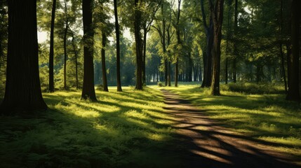 Naklejka premium sunlight grass road