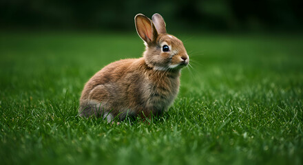 Fototapeta premium Rabbit Enjoying a Rest in the Grass