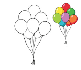 A vibrant bunch of multicolored balloons floats joyfully in the air, with bright reds, blues, yellows, and greens, adding a playful and festive touch to any celebration or event.