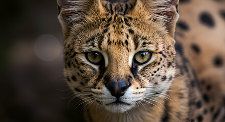 Fototapeta premium Serval Cat Staring Ahead with Intensity