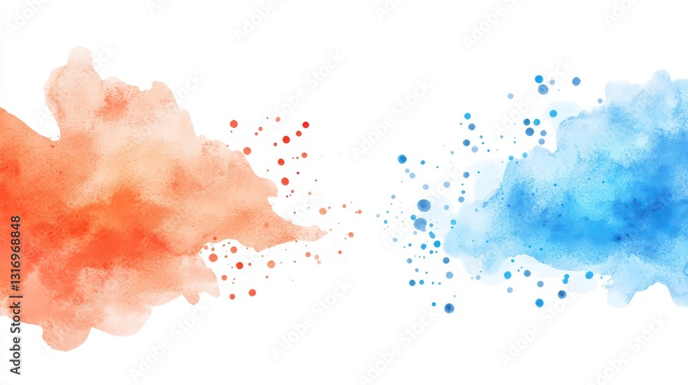 Poster abstract watercolor representation of an invisible epidemic with splashes of color