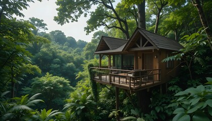 Stylish Treehouse Retreat in Lush Forest with Panoramic Views