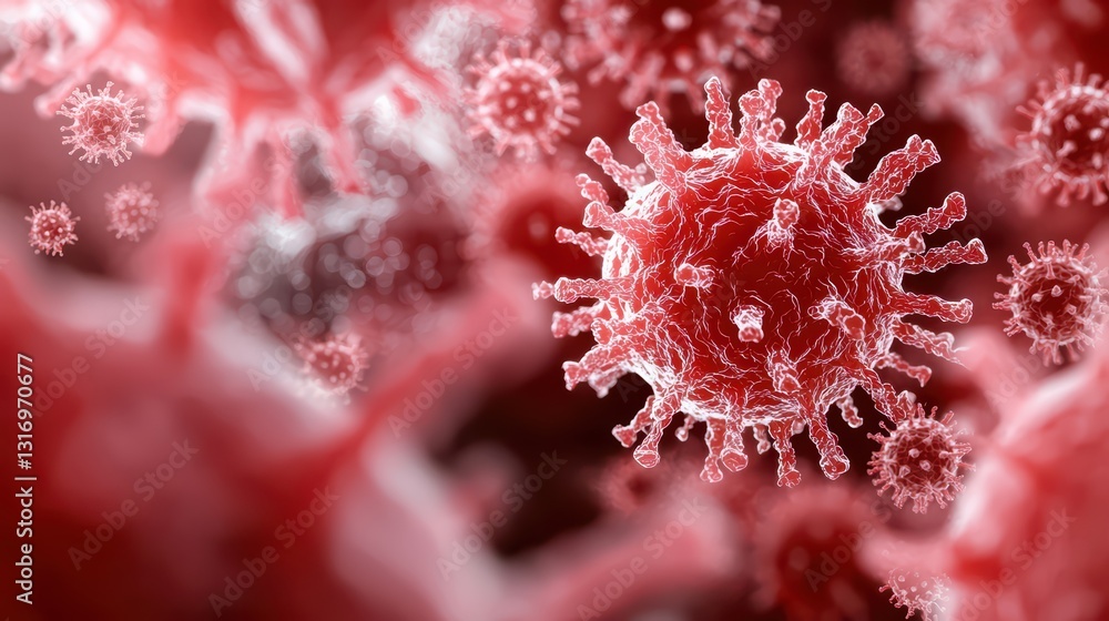 Poster time lapse of an evolving virus morphing and adapting in a dynamic microscopic environment