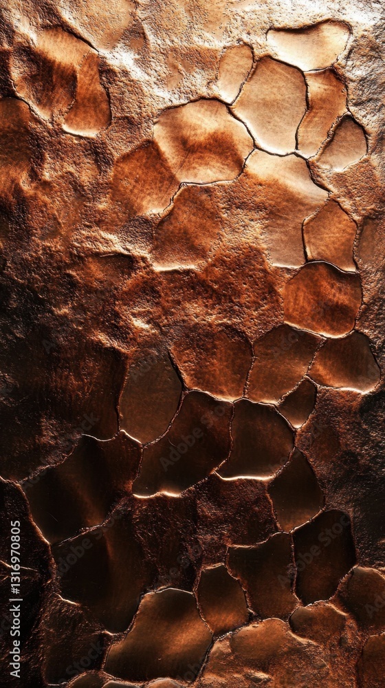 Poster abstract copper texture with geometric shapes and cracks creating a rich and detailed surface patter